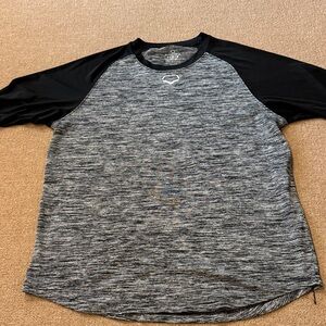 Men's Black and Gray Raglan Baseball Performance Tee